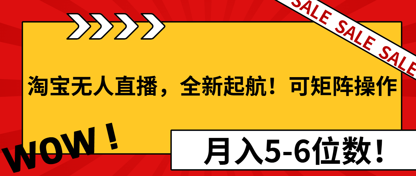 淘宝无人直播，全新起航！可矩阵操作，月入5-6位数！-知芽创业社