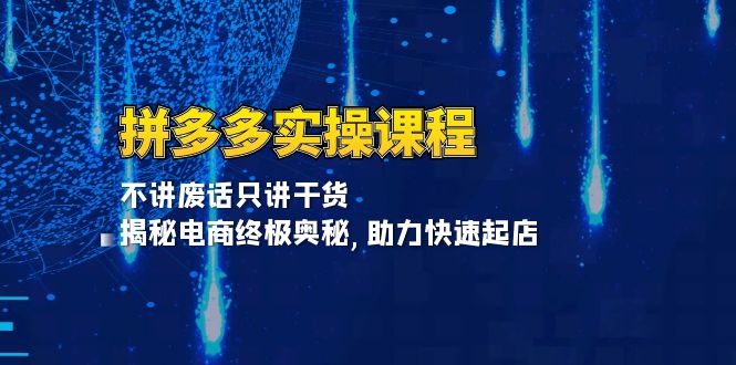 拼多多实操课程：不讲废话只讲干货, 揭秘电商终极奥秘,助力快速起店-知芽创业社