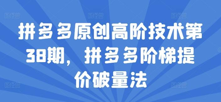 拼多多原创高阶技术第38期，拼多多阶梯提价破量法-知芽创业社