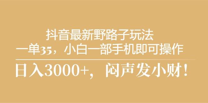 抖音最新野路子玩法，一单35，小白一部手机即可操作，，日入3000+，闷…-知芽创业社