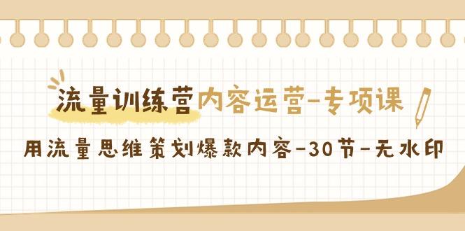 流量训练营之内容运营专项课，用流量思维策划爆款内容(30节课)-知芽创业社