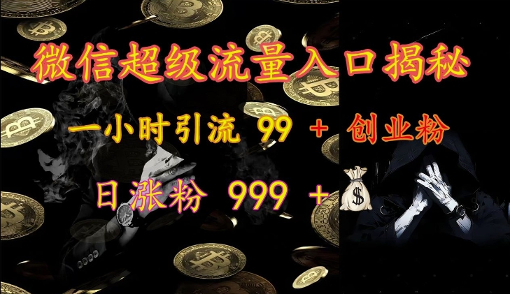 微信超级流量入口揭秘：一小时引流 99 + 创业粉，日涨粉 999 +-知芽创业社