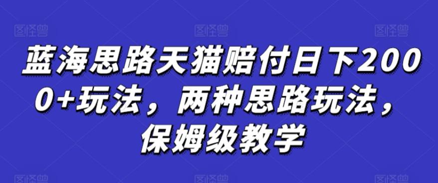 蓝海思路天猫赔付日下2000+玩法，两种思路玩法，保姆级教学【仅揭秘】-知芽创业社