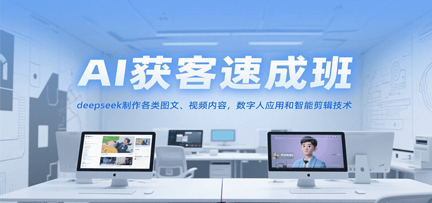 AI获客速成班,deepseek制作各类图文、视频内容,数字人应用和智能剪辑技术-知芽创业社