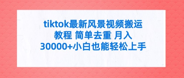 tiktok最新风景视频搬运教程 简单去重 月入3W+小白也能轻松上手【揭秘】-知芽创业社