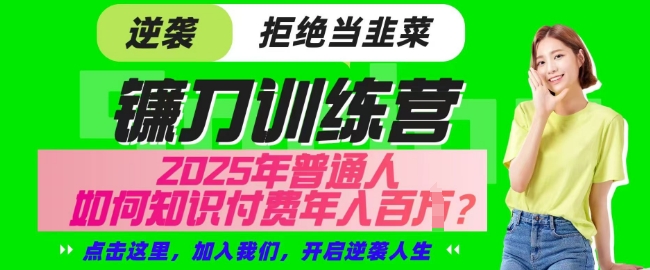 【网创项目终点站-镰刀训练营超级IP合伙人】25年普通人如何通过知识付费实现逆袭【揭秘】-知芽创业社