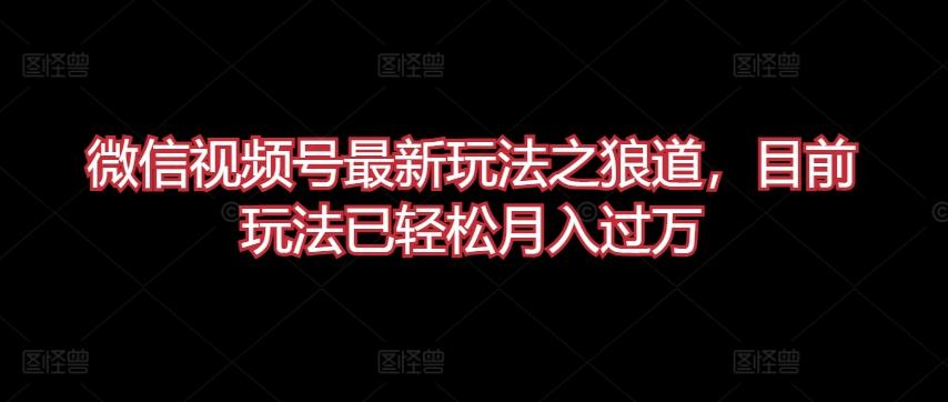 微信视频号最新玩法之狼道，目前玩法已轻松月入过万【揭秘】-知芽创业社