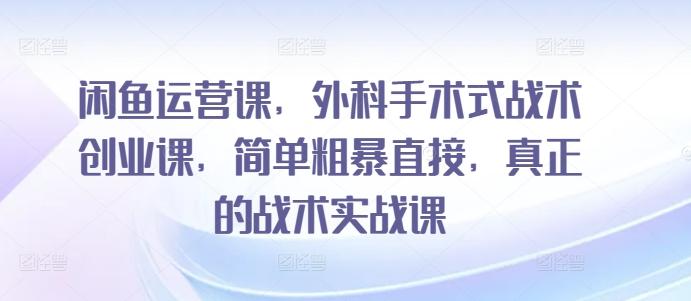 闲鱼运营课，外科手术式战术创业课，简单粗暴直接，真正的战术实战课-知芽创业社