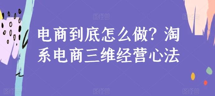 电商到底怎么做？淘系电商三维经营心法-知芽创业社