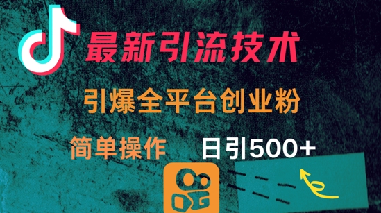 最新引流方法，引爆全平台的一个创业粉，简单操作日引300+-知芽创业社
