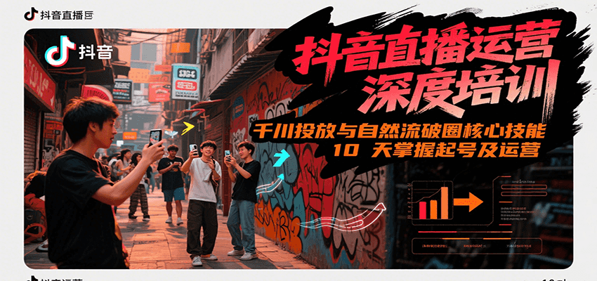 抖音直播运营深度培训，千川投放与自然流核心技能，10天掌握起号及运营(6-7月新课)-知芽创业社
