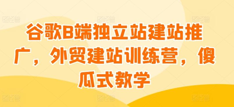 谷歌B端独立站建站推广，外贸建站训练营，傻瓜式教学-知芽创业社