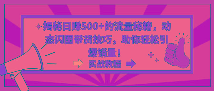 揭秘日赚500+的流量秘籍，动态闪图带货技巧，助你轻松引爆销量！-知芽创业社